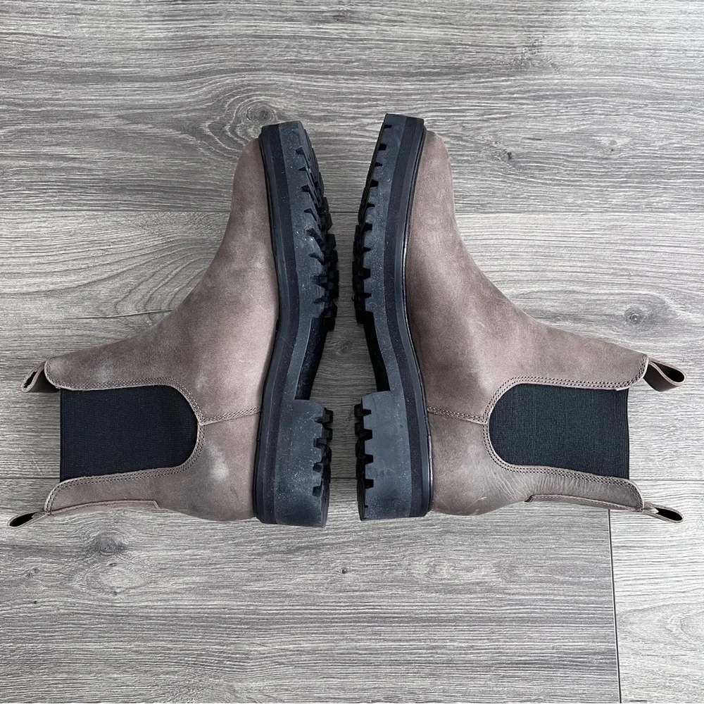 EVERLANE The Lug Chelsea Boots Size 6.5 Leather Taupe Brown Platform Grunge 90s